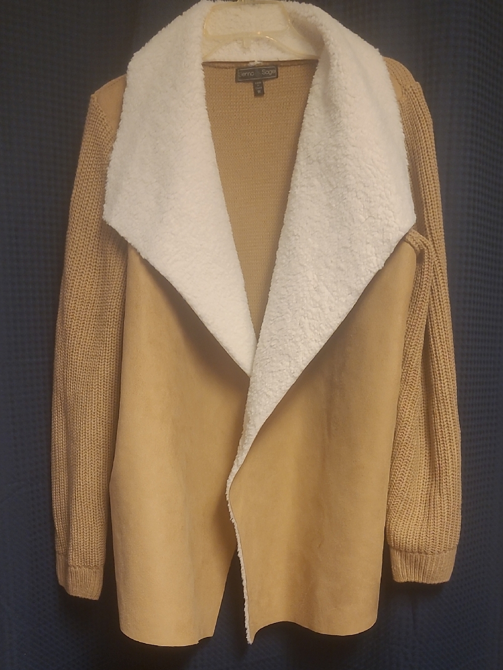 Cozy Taupe Sherpa-Lined Cardigan Sweater